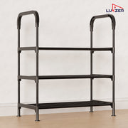 Lukzer 3-Tier Metal & Plastic Space-Saving Shoe Organizer Rack (MSR-003/Black)