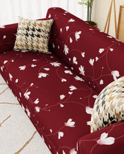 Lukzer Polyester Sofa Cover Maroon Flower (SC-009-01)