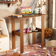 Lukzer Engineered Wood Kids Study Table with Open Shelf (ST-004S/Oak Brown)