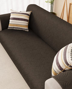 Lukzer Reversible Quilted Sofa Mat with Arms Aqua Weave Dark Brown (SC-216-01)