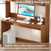 Lukzer Multi-Purpose Engineered Wood Study & Computer Desk with Bookshelf (ST-008/Oak Brown)