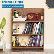 Lukzer 3‑Layer Rounded Edges Engineered Wood Open Rack Cabinet Bookshelf (MR‑016/Oak Brown)