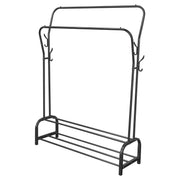 Lukzer Metal Cloth Stand with 2 Hanging Rods & Dual Storage Shelves (MGS-003/Black)