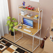 Lukzer 3-Layer Metal & Wooden Computer Desk & Study Table with Bookshelf (MST-006/White)