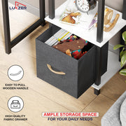 Lukzer 4-Tier Engineered Wood Bookshelf with Fabric Drawer (MRM-001/White)