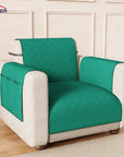 Lukzer Polyester Blend Quilted Sofa Cover Mat (350 GSM)| Full Coverage with Arms & Back Belt | Machine Washable Sofa Runner with Storage Side Pocket