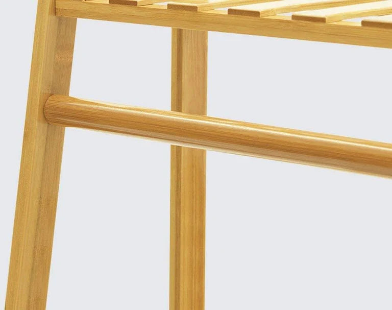 Lukzer Bamboo Garment Stand with Top & Bottom Shelves (CH-498)