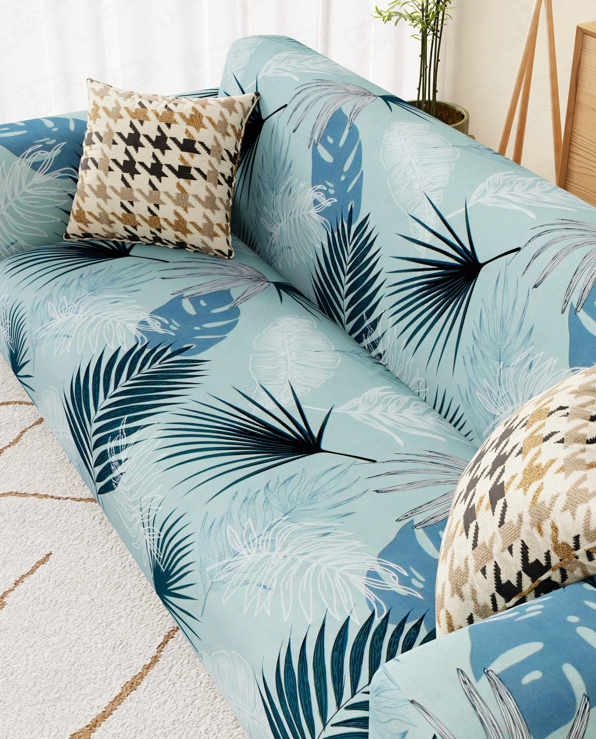 Lukzer Polyester Sofa Cover Light Blue (SC-008-01)