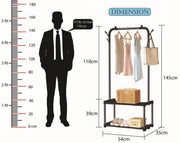 Lukzer Metal Garment Stand with 2 & 3 Bottom Shelves – Durable Clothing Organizer (Black/White)