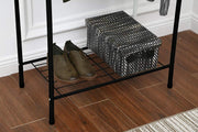 Lukzer Space-Saving Garment Stand with Shelves – Durable Metal Frame (Black/White, 163x60x35cm)