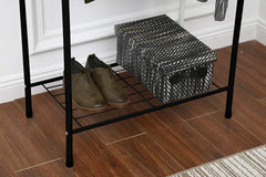 Lukzer Space-Saving Garment Stand with Shelves – Durable Metal Frame (Black/White, 163x60x35cm)
