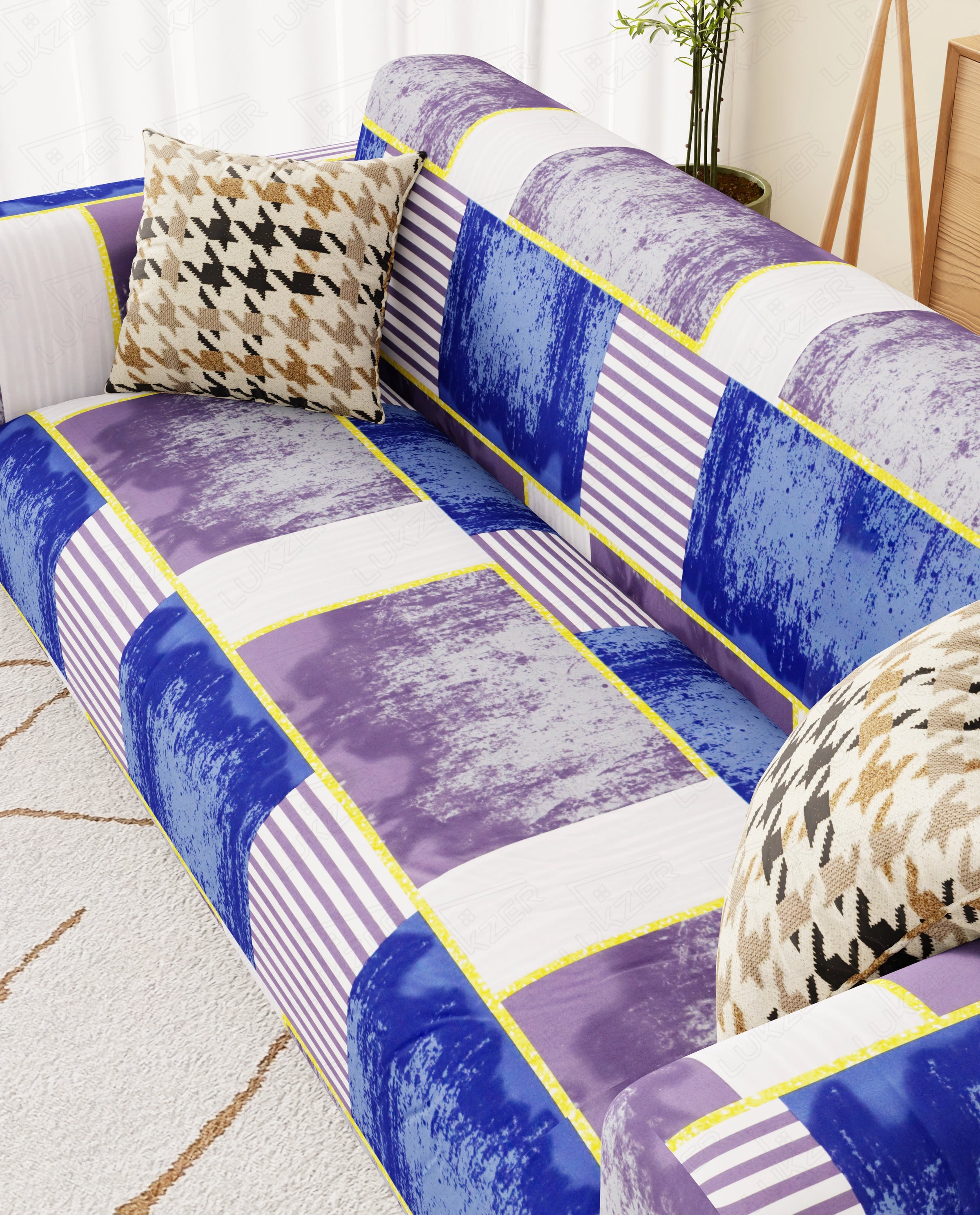 Lukzer Polyester Sofa Cover - Multi Patch (SC-042-01)