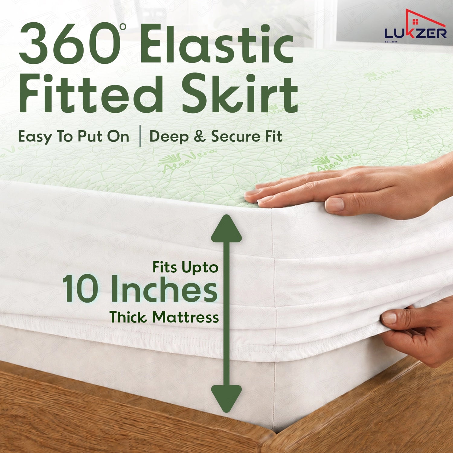 Lukzer 100% Waterproof Natural Aloe Vera Mattress Protector/Mattress Cover / King Size - (78" x 72" Inches) - (6.5 x 6 ft)