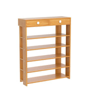 Lukzer 5-Tier Shoe Rack with Storage Drawers Engineered Wood Shoe Organizer (SR-001/Oak Brown)