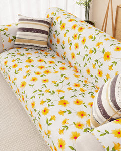 Lukzer Quilted Reversible Terra Bloom Sofa Mat with WaveEdge Ultrasonic Cut (WITH BACK & HAND REST) - SC-205-01WB