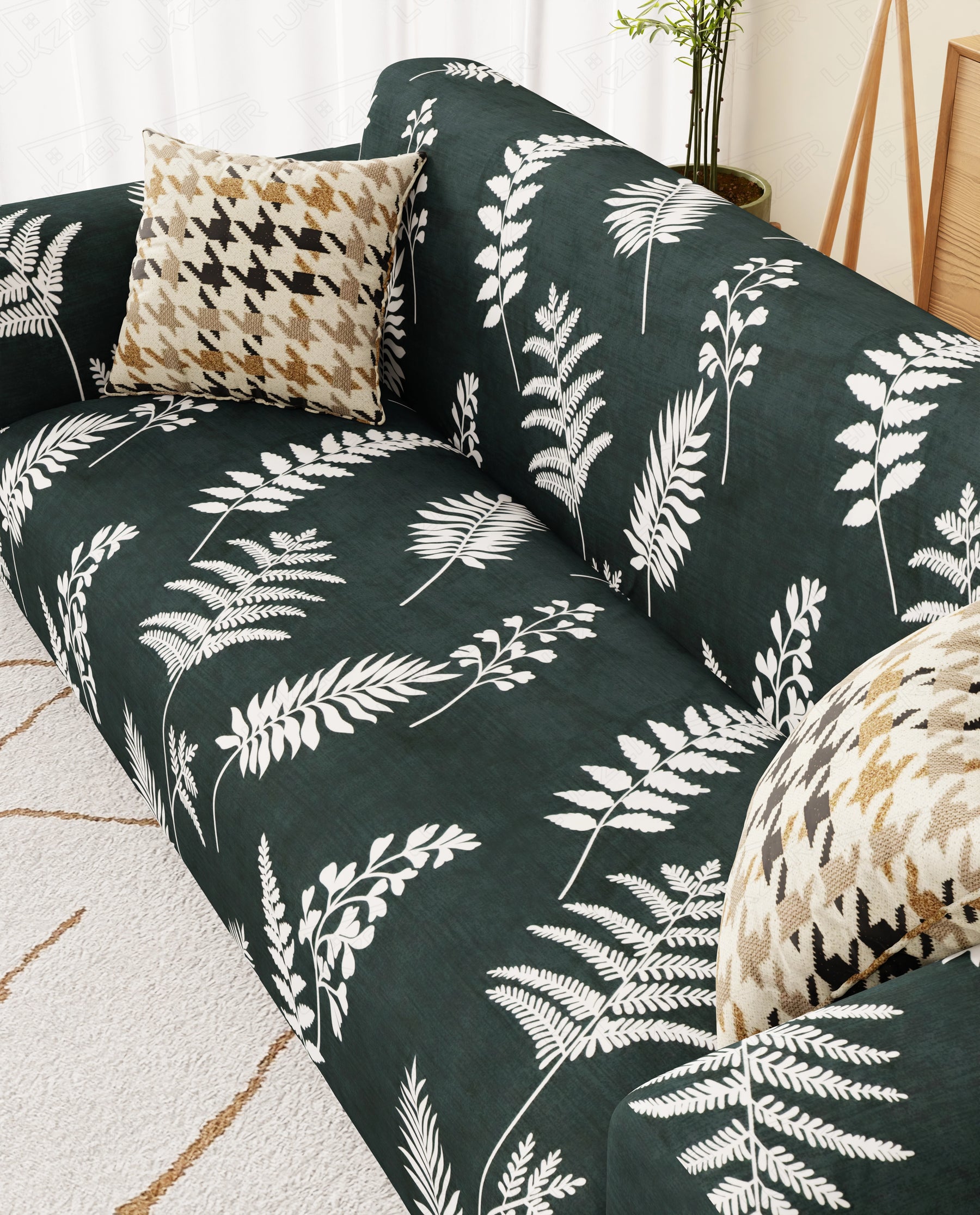Lukzer Polyester Sofa Cover Leaf Stem (SC-007-01)