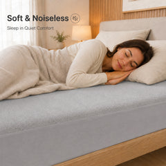 Lukzer Terry Cotton Waterproof Mattress Protector Grey (MTP-GR-001)