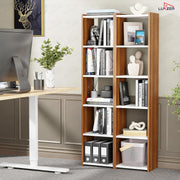 Lukzer Dual Tone Engineered Wood 5-Layer Bookshelf Easy to Assemble (MR-013/White & Oak Brown)