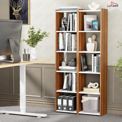 Lukzer Dual Tone Engineered Wood 5-Layer Bookshelf Easy to Assemble (MR-013/White & Oak Brown)
