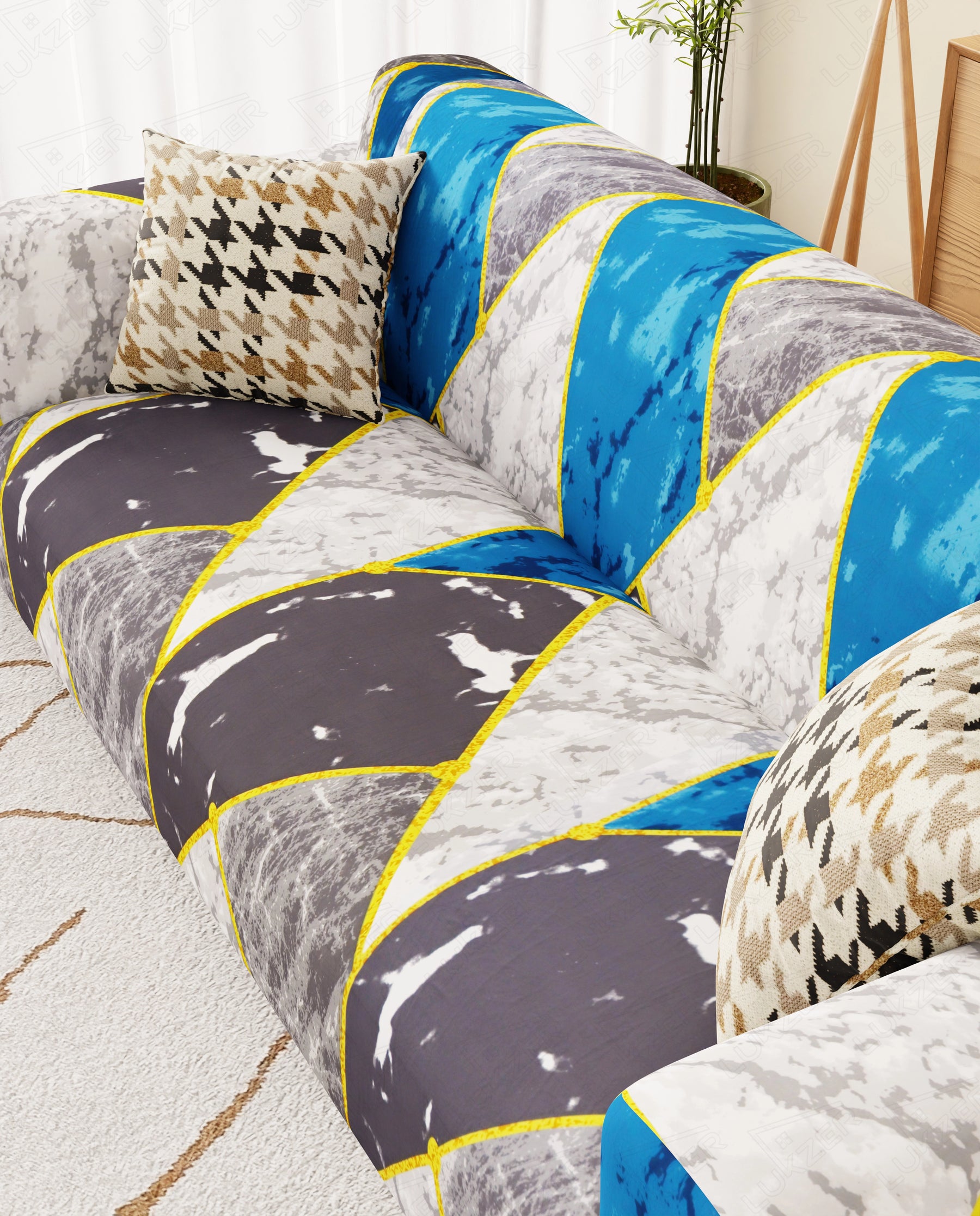 Lukzer Polyester Sofa Cover - Colorful Marble (SC-033-01)