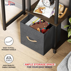 Lukzer 4-Tier Engineered Wood Bookshelf with Fabric Drawer (MRM-001/Wenge)