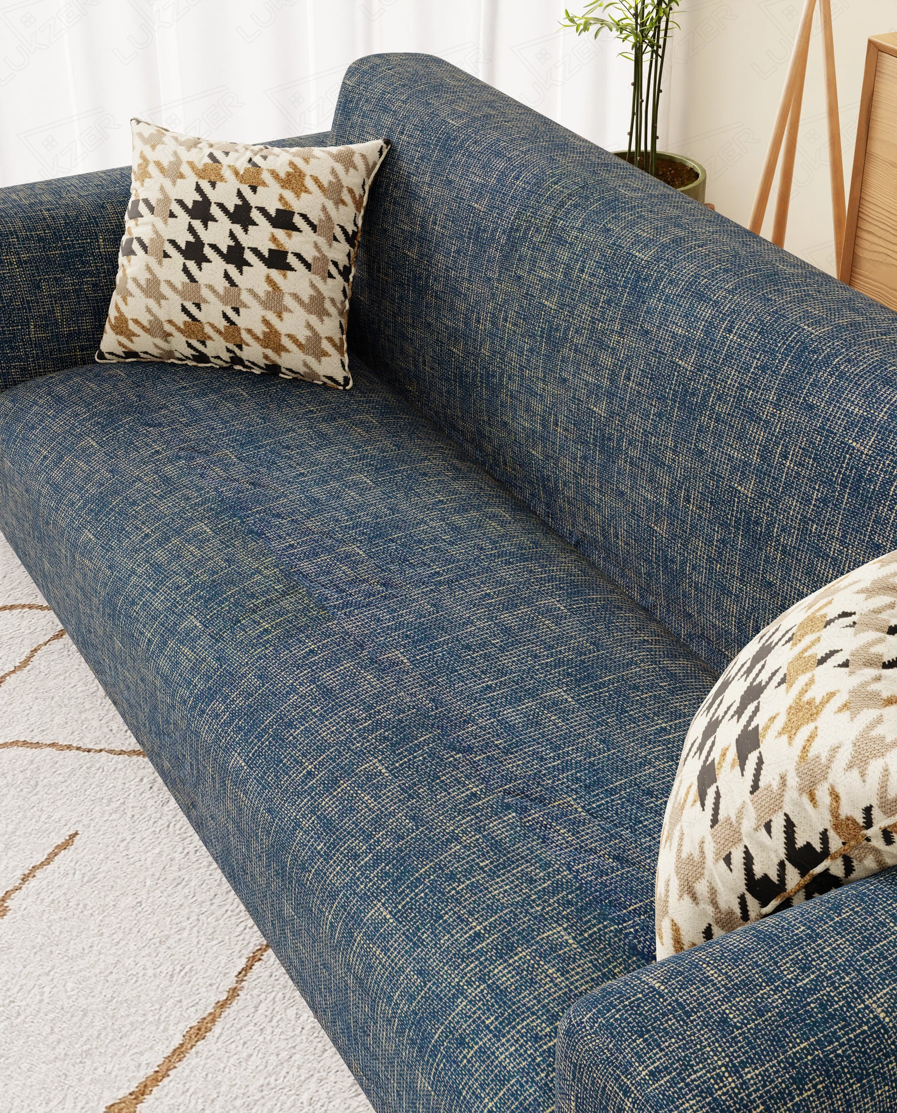 Lukzer Polyester Sofa Cover  Yellow Lining (SC-025-01)