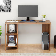Lukzer Engineered Wood Study & Computer Table Office Desk with Bookshelf (ST-007/ Oak Brown)