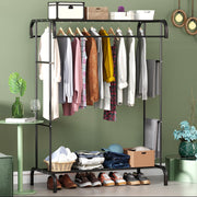 Lukzer Multifunctional Metal Garment Stand with Bottom Shelf (MGS-004/Black)