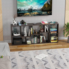 Lukzer 8 Shelves Modern Engineered Wood Book Shelf with Storage Display Rack (MR-004/Black)