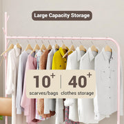 Lukzer Single Pole Portable Metal Garment Rack with 2 Bottom Shelves (MGR-008/Pink)