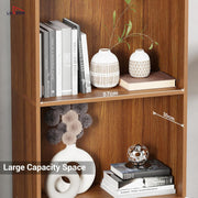 Lukzer 4-Layer Engineered Wood Bookshelf with Door | Multipurpose Rack (MR-020/Oak Brown)