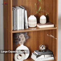 Lukzer 4-Layer Engineered Wood Bookshelf with Door | Multipurpose Rack (MR-020/Oak Brown)