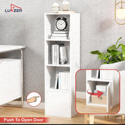 Lukzer 4 Layer Engineered Wood Storage Cabinet with Open Display Rack (MR-023/White)