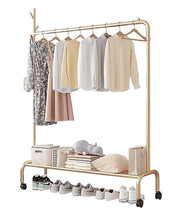 Lukzer Single Pole Garment Stand – 110cm with 1-Bottom Shelf MGR-007 (Black/Gold/White)
