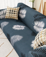 Lukzer Polyester Sofa Cover - Grey Leaves (SC-006-01)