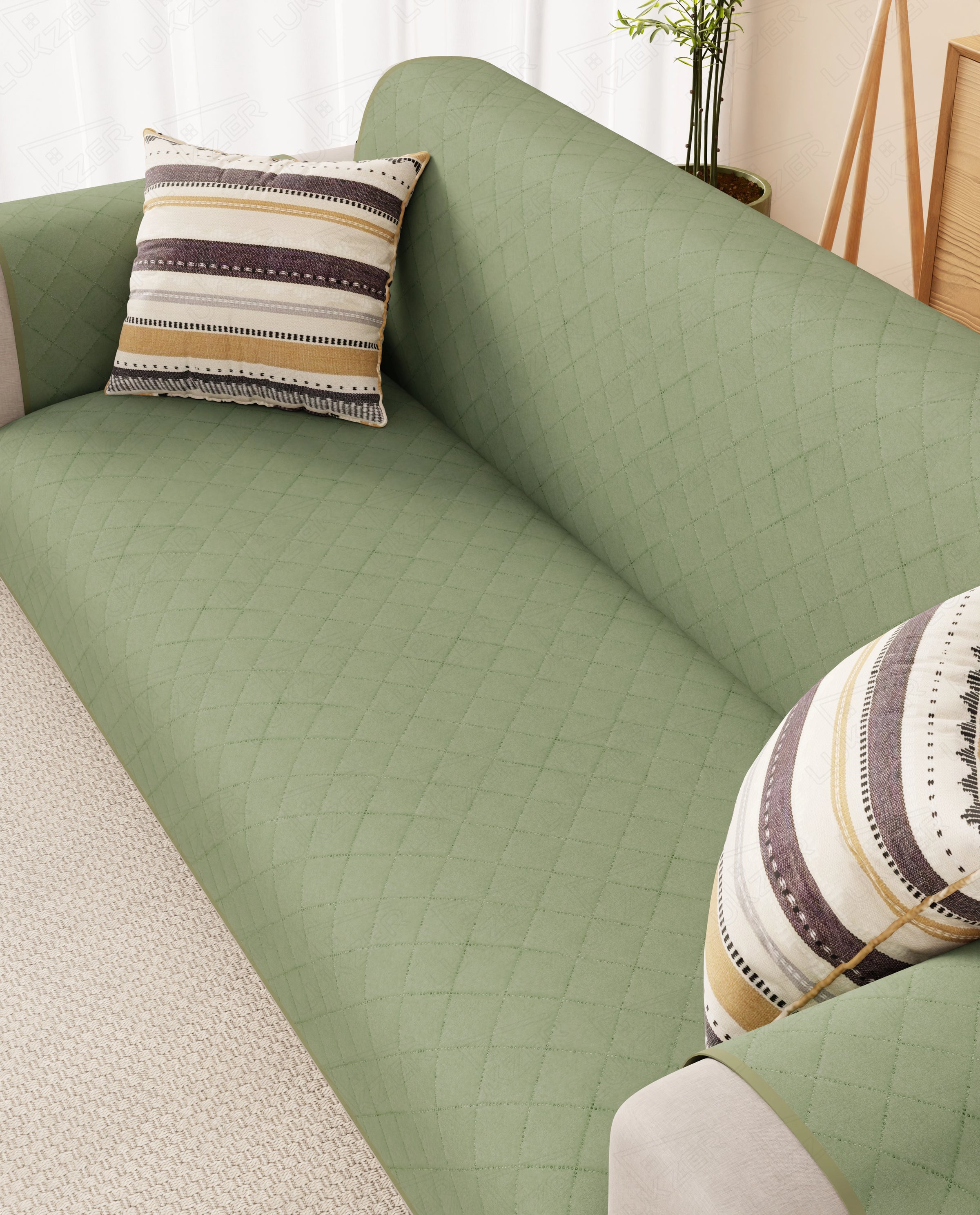 Lukzer Quilted Sofa Mat Mint Green (SC-199-01)