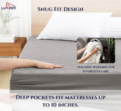 Lukzer Quilted Cotton Waterproof Mattress Protector Grey (MTP-QGR-001)