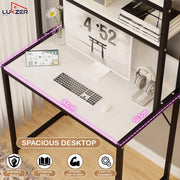 Lukzer 3-Layer Metal & Wooden Computer Desk & Study Table with Bookshelf (MST-006/White)