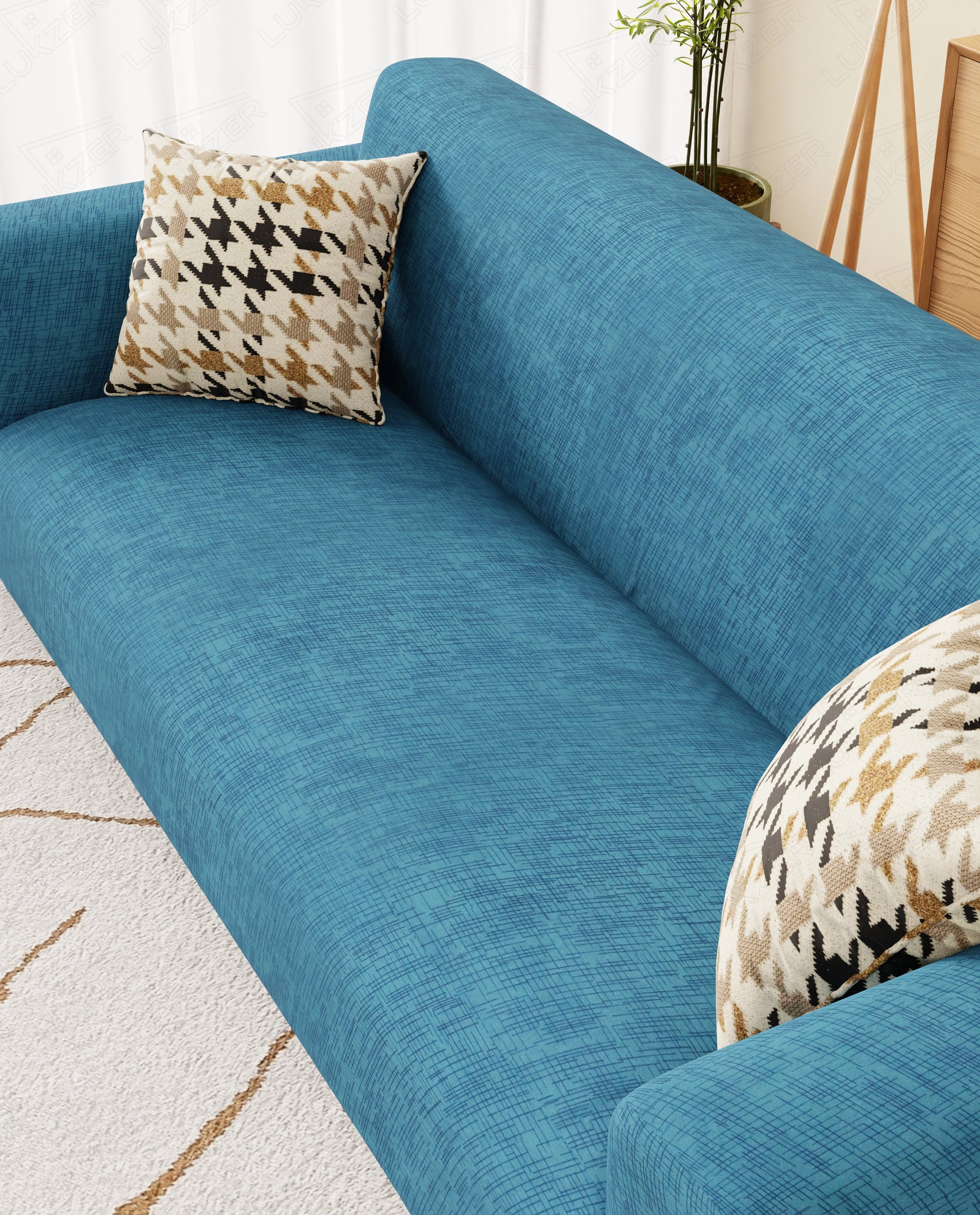 Lukzer Polyester Sofa Cover Blue Lining (SC-022-01)
