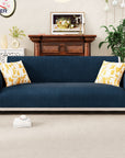 Lukzer Quilted Velvet Sofa Mat | 200 GSM Soft Washable & Removable Couch Protector | Anti-Slip Elastic Strap Cover for Living Room, Pet & Spill Protection