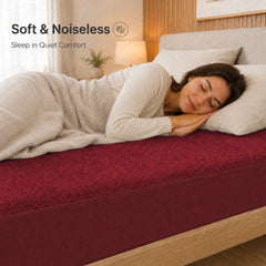 Lukzer Terry Cotton Waterproof Mattress Protector Maroon (MTP-MAR-001)