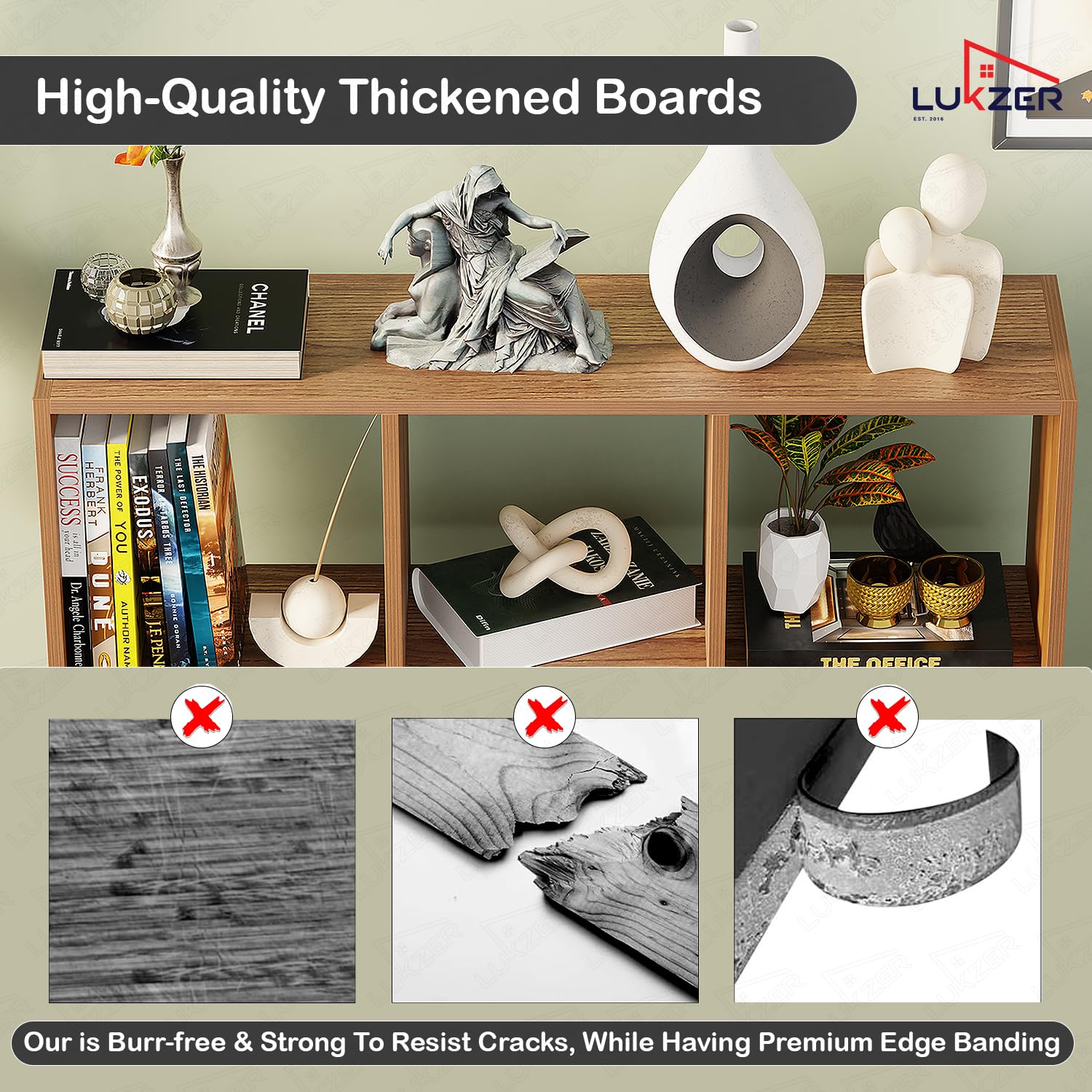 Lukzer Engineered Wood 9-Cube Multipurpose Open Storage Organizer (MR-012/Oak Brown)