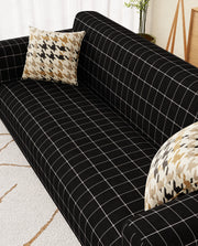 Lukzer Polyester Sofa Cover - Black Checks (SC-028-01)