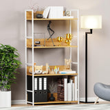 Lukzer MMR-001 Sturdy 4-Tier Storage Rack – Metal Frame, Engineered Wood (White/Oak Brown, Black/White)