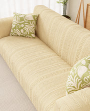 Lukzer Pastel Shades Textured Sofa Cover - Yellow Zigzag (SC-080-01)