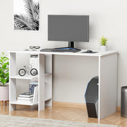 Lukzer Engineered Wood Study & Computer Table Office Desk with Bookshelf (ST-007/ White)