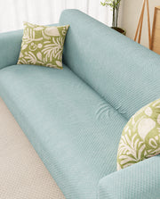 Lukzer Pastel Shades Textured Sofa Cover - Blue Curved Diamond (SC-086-01)