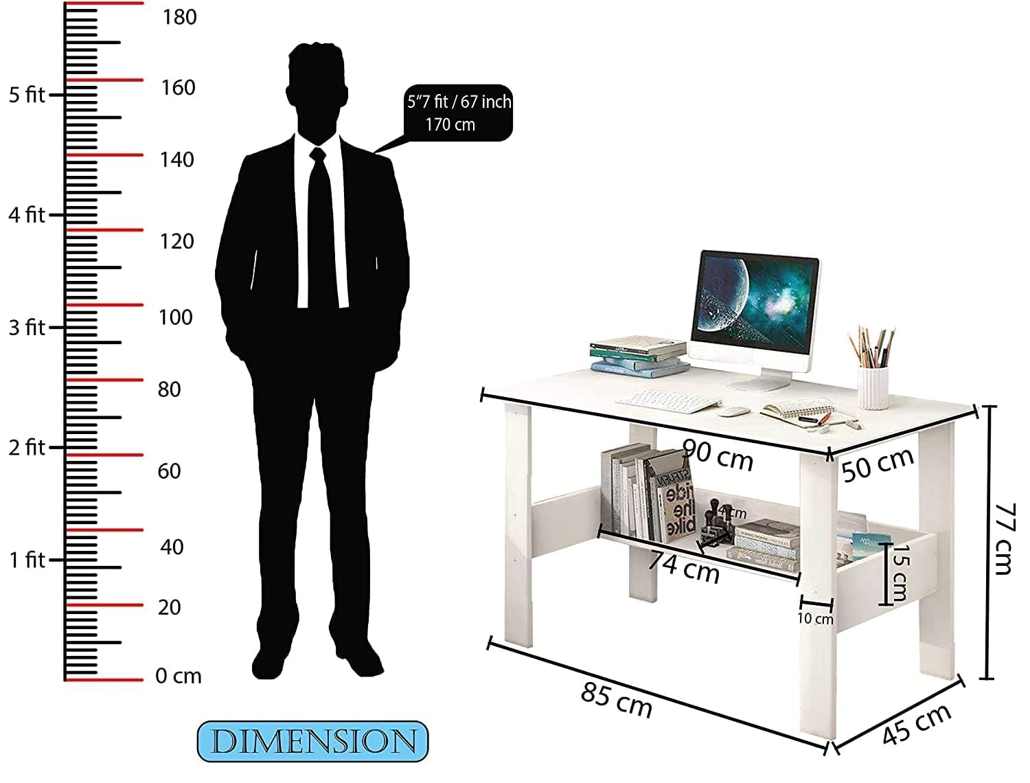 Computer Desk with 1 Layer Shelf | (ST-004)