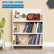 Lukzer 3‑Layer Rounded Edges Engineered Wood Open Rack Cabinet Bookshelf (MR‑016/White)