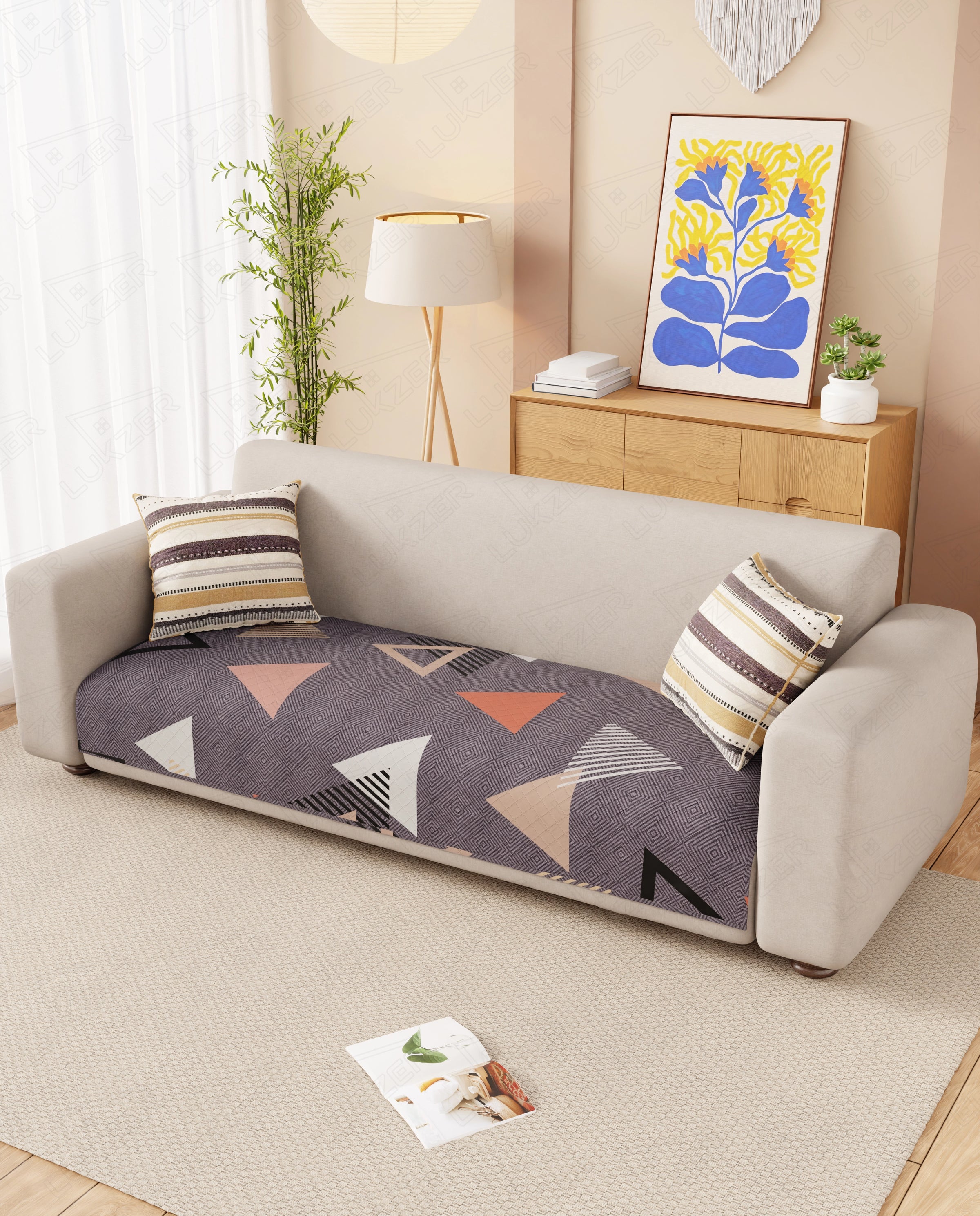 Lukzer Quilted Waterproof Sofa Mat  Floating Triangle (SC-188-01)